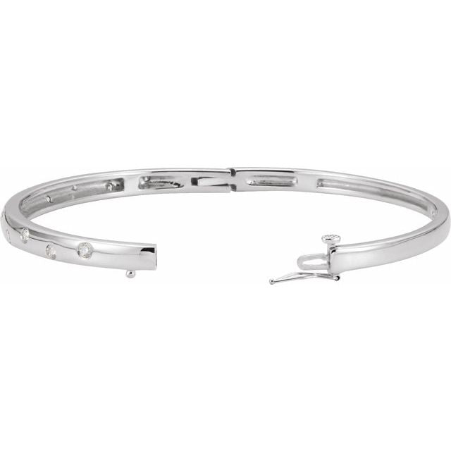14K White 1/2 CTW Diamond Bangle Bracelet