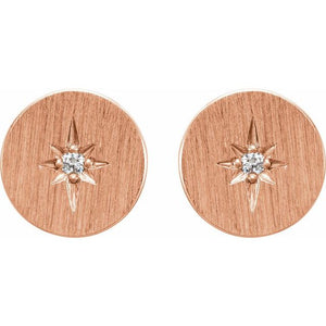 14K Rose .02 CTW Natural Diamond Starburst Earrings