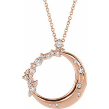 Load image into Gallery viewer, 14K Rose 1/4 CTW Natural Diamond Crescent Moon 16-18&quot; Necklace
