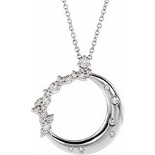 Load image into Gallery viewer, 14K White 1/4 CTW Natural Diamond Crescent Moon 16-18&quot; Necklace
