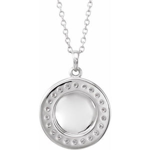 14K White 1/5 CTW Diamond Engravable 16-18" Necklace