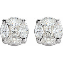 Load image into Gallery viewer, 14K White 3_4 CTW Natural Diamond Cluster Earrings
