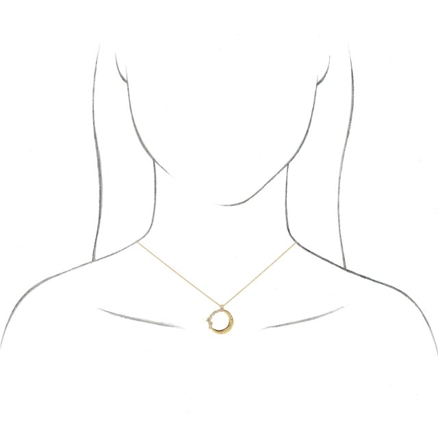 14K Yellow 1/4 CTW Natural Diamond Crescent Moon 16-18" Necklace