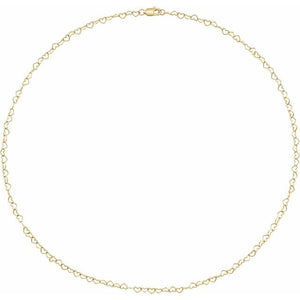 14K Yellow 3.2 mm Heart Cable Chain
