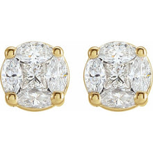 Load image into Gallery viewer, 14K Yellow 3_4 CTW Natural Diamond Cluster Earrings
