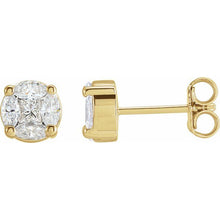 Load image into Gallery viewer, 14K Yellow 3_4 CTW Natural Diamond Cluster Earrings
