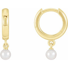 Load image into Gallery viewer, 14K Yellow Cultured Seed Pearl Hoop Earrings
