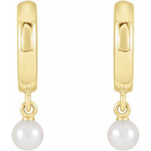 Load image into Gallery viewer, 14K Yellow Cultured Seed Pearl Hoop Earrings
