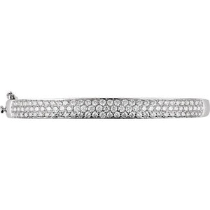 14K White 3 CTW Natural Diamond Pavé Bangle 7" Bracelet