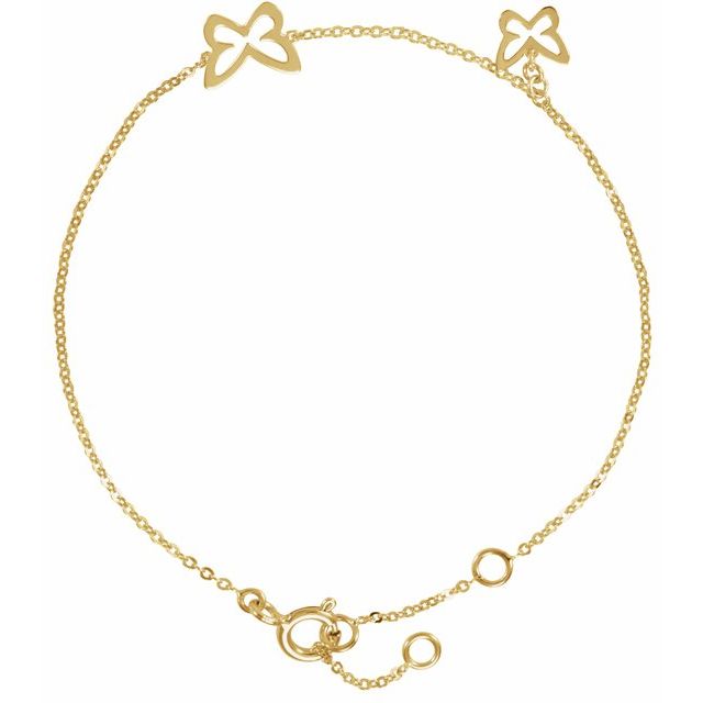 14K Yellow Butterfly Adjustable 5-7" Bracelet