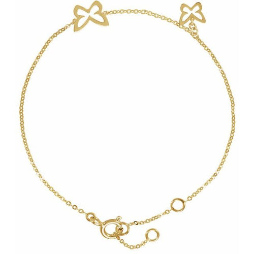 14K Yellow Butterfly Adjustable 5-7