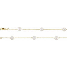 Load image into Gallery viewer, 14K Yellow Cultured White Freshwater Pearl 14-Station 18&quot; Necklace
