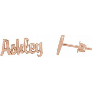 Custom Script Nameplate Earrings