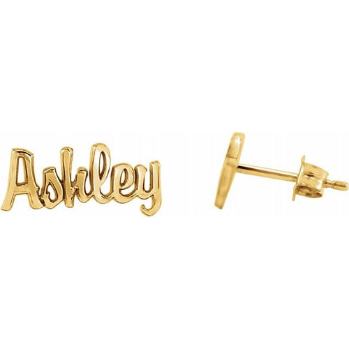 Custom Script Nameplate Earrings