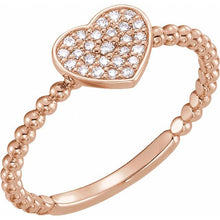 Load image into Gallery viewer, 14K Rose 1/8 CTW Diamond Heart Bead Ring
