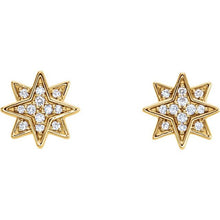 Load image into Gallery viewer, 14K Yellow .08 CTW Natural Diamond Star Earrings
