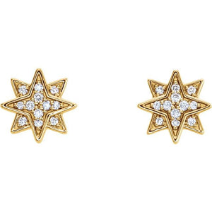 14K Yellow .08 CTW Natural Diamond Star Earrings