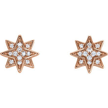 Load image into Gallery viewer, 14K Rose .08 CTW Natural Diamond Star Earrings
