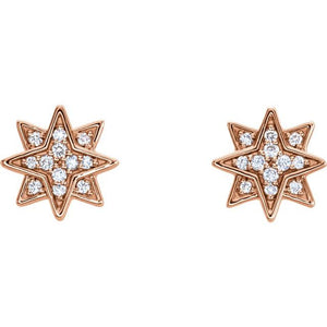 14K Rose .08 CTW Natural Diamond Star Earrings