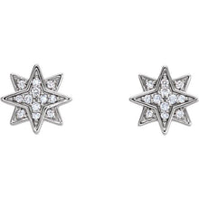 Load image into Gallery viewer, 14K White .08 CTW Natural Diamond Star Earrings
