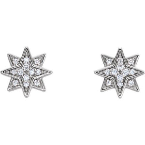 14K White .08 CTW Natural Diamond Star Earrings