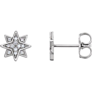 14K White .08 CTW Natural Diamond Star Earrings