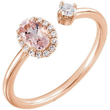 Load image into Gallery viewer, 14K Rose Natural Morganite &amp; 1/6 CTW Natural Diamond Halo-Style Ring
