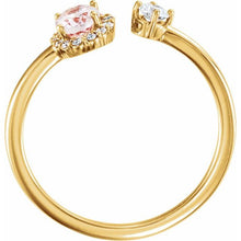 Load image into Gallery viewer, 14K Yellow Natural Morganite &amp; 1/6 CTW Natural Diamond Halo-Style Ring
