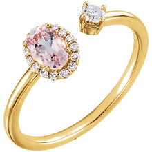 Load image into Gallery viewer, 14K Yellow Natural Morganite &amp; 1/6 CTW Natural Diamond Halo-Style Ring
