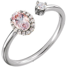 Load image into Gallery viewer, 14K White Natural Morganite &amp; 1/6 CTW Natural Diamond Halo-Style Ring
