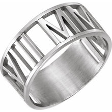 Load image into Gallery viewer, 14K White Pierced Roman Numeral Date Ring
