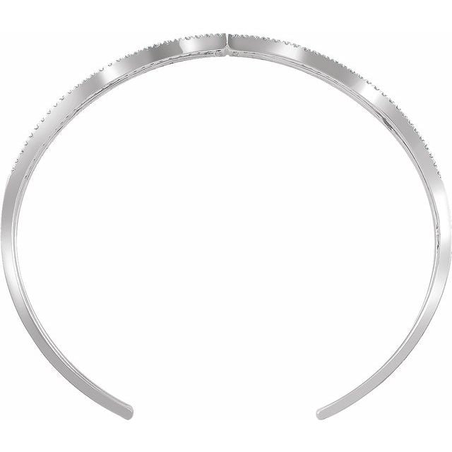14K White 3/4 CTW Natural Diamond Cuff 6" Bracelet