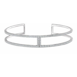 14K White 3/4 CTW Natural Diamond Cuff 6" Bracelet