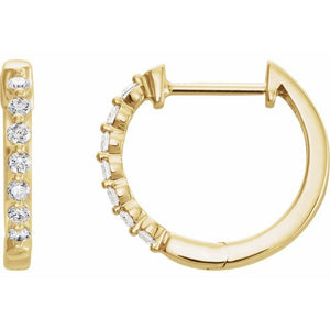 14K Yellow 1/5 CTW Natural Diamond Hoop Earrings