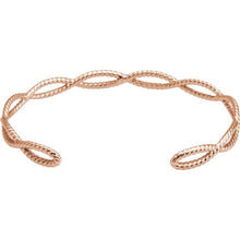 Load image into Gallery viewer, 14K Rose Rope Cuff Bracelet
