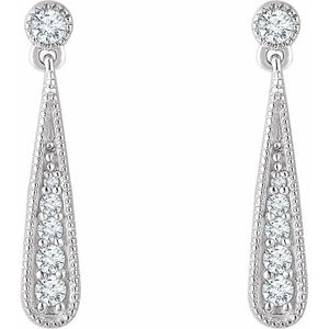 14K White 1/6 CTW Natural Diamond Teardrop Earrings