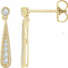Load image into Gallery viewer, 14K Yellow 1/6 CTW Natural Diamond Teardrop Earrings
