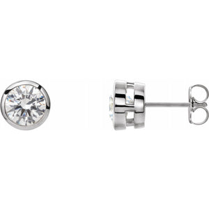 Diamond Tapered Bezel-Set Stud Earrings