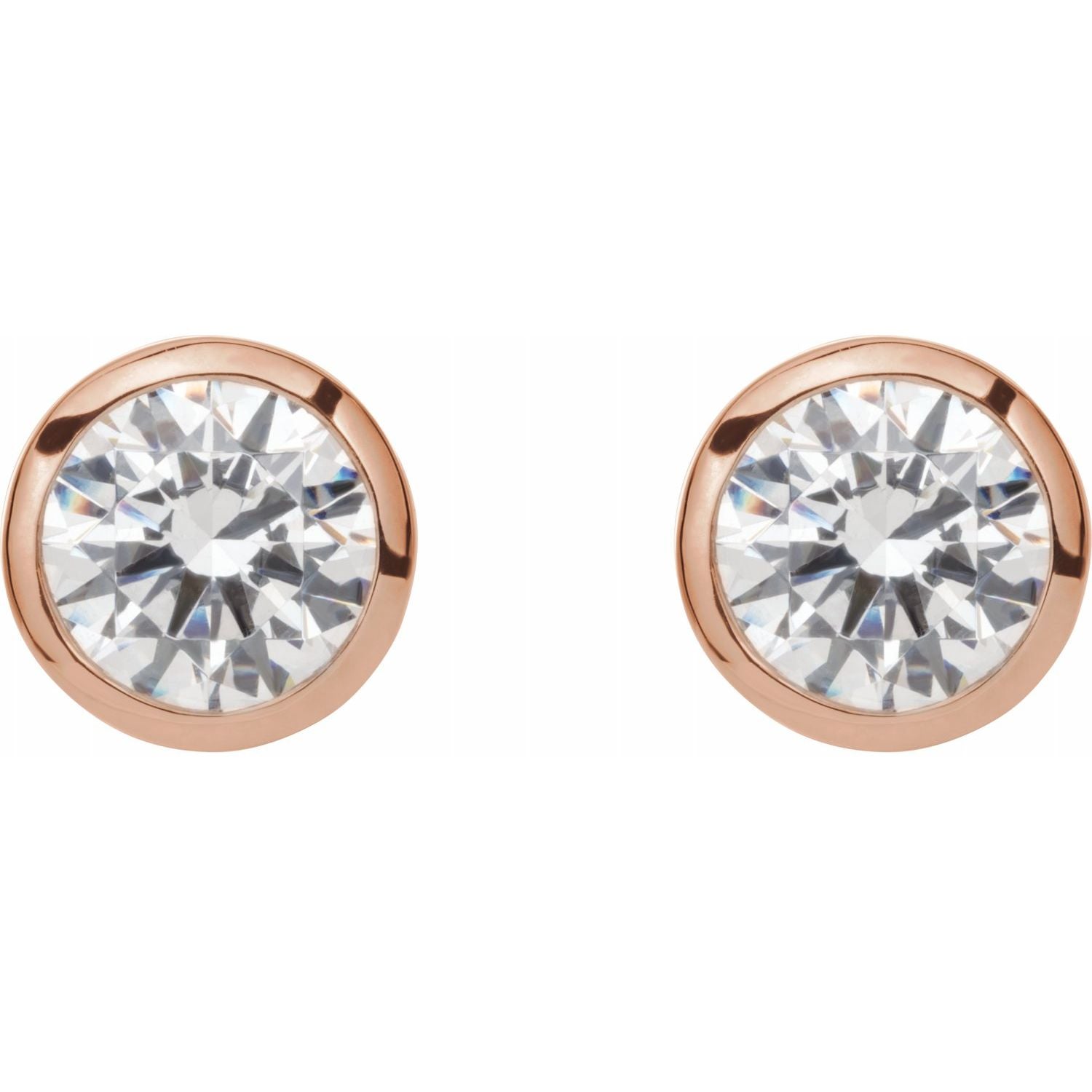 Diamond Tapered Bezel-Set Stud Earrings