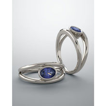 Load image into Gallery viewer, 14K White Natural Blue Sapphire Ring
