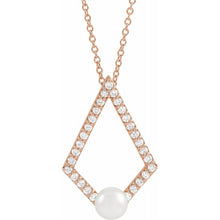 Load image into Gallery viewer, Geometric Pearl and Diamond Necklace
