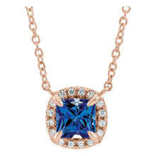 Load image into Gallery viewer, Princess Cut Gemstone Halo-Style Necklace
