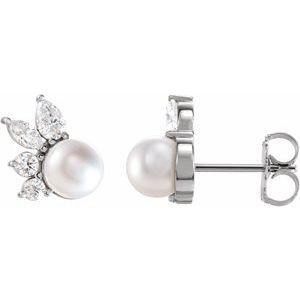 Pearl and Diamond Studs