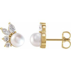 Pearl and Diamond Studs