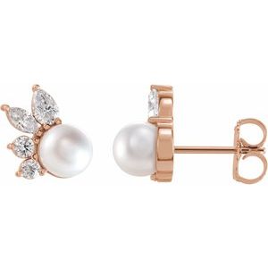 Pearl and Diamond Studs