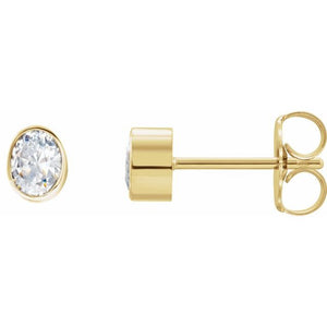 Oval Diamond Bezel-Set Stud Earrings