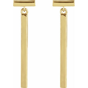 14K Yellow Articulated Bar Earrings