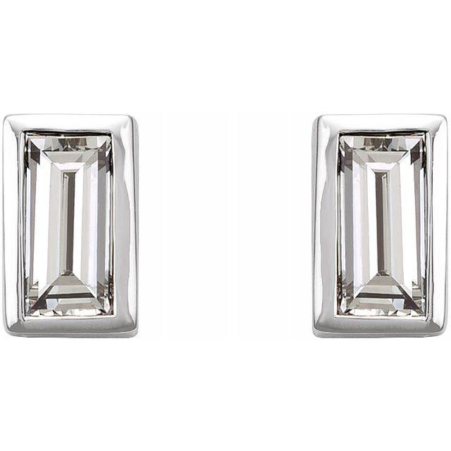 Micro Bezel-Set Baguette Studs