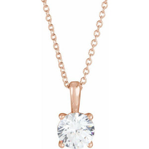 14K Rose 1/4 CT Natural Diamond 16-18" Necklace