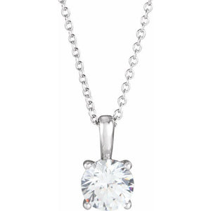 14K White 1/4 CT Natural Diamond 16-18" Necklace